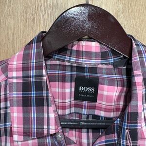 Boss Pink and Black Casual Button Down Shirt
